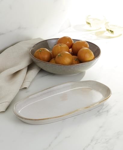 Oneida Organic Shades Oatmeal Stoneware 2-Piece Serving Platter Set