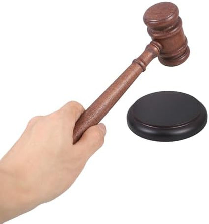 Wooden Judge Gavel Set with Base and Sound Block for Auctions