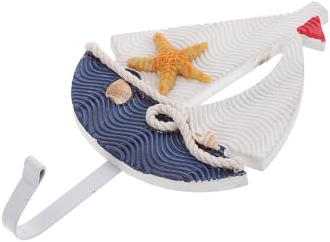 Mediterranean Wooden Sailboat Clothes Hook Wall Mounted Nautical Decor