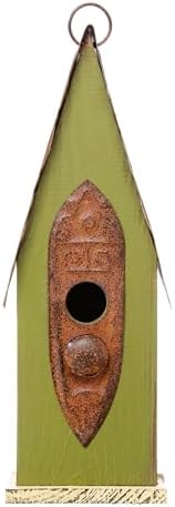 Glitzhome Vintage Hanging Birdhouse - Green Distressed Solid Wood