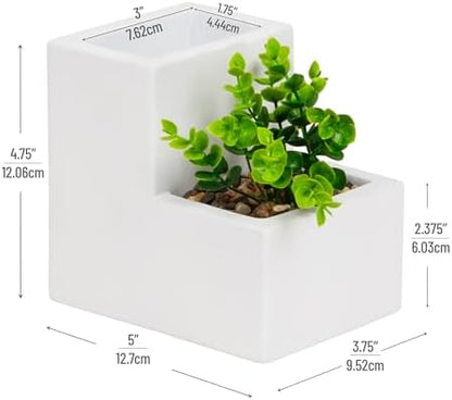 Mind Reader Ceramic Desktop Planter Pencil Cup, Desk Organizer with