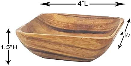Woodard & Charles Acacia Wood 4" Individual Square Serving Bowl for