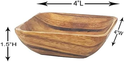 Woodard & Charles Acacia Wood 4" Individual Square Serving Bowl for