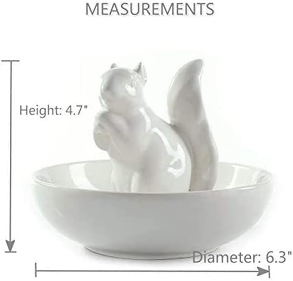 LA JOLIE MUSE Nut Bowl Snack Serving Dish - Ceramic Squirrel Candy Jewelry Dish for Pistachio Peanuts, Holiday House Warming Hostess Gifts