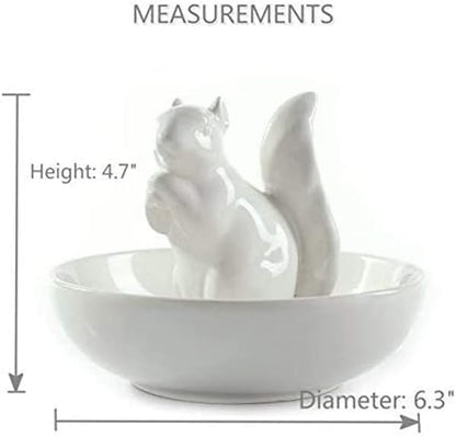LA JOLIE MUSE Nut Bowl Snack Serving Dish - Ceramic Squirrel Candy Jewelry Dish for Pistachio Peanuts, Holiday House Warming Hostess Gifts