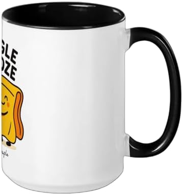 Snuggle & Snooze Cute Pillow Blanket Buddies Ceramic Mug, Black/White