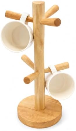 Wooden Mug Tree Stand for Countertop, Coffee Mug Holder Rack with 6