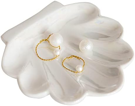 Shell Trinket Dish, Ceramic Ring Holder/Jewelry Tray, Cute Organizer