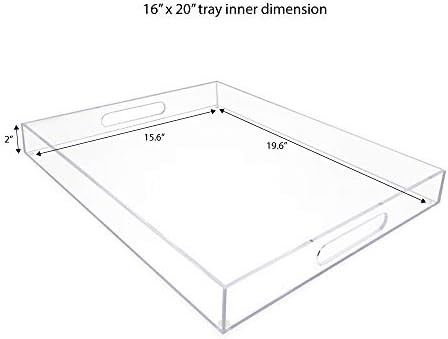 Isaac Jacobs Clear Acrylic Serving Tray (16x20) with Cutout Handles