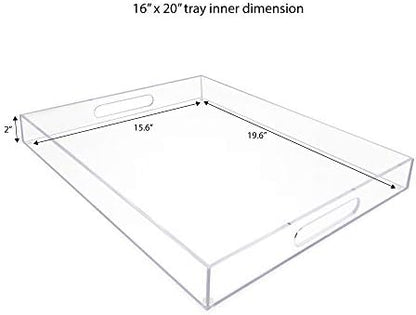 Isaac Jacobs Clear Acrylic Serving Tray (16x20) with Cutout Handles