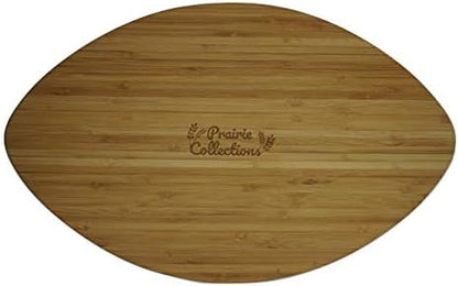 Football Shaped Bamboo Serving Tray (10" x 16" x 2.5”) Includes 2 Dip