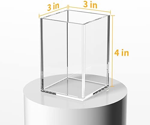 NIUBEE Acrylic Pen Holder for Desk, Clear Pencil Cup Organizer 2 Packs
