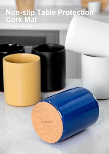 Nucookery Ceramic Kitchen Utensil Holder for Countertop, 6.4" Royal