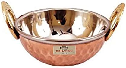 bona fide copper Serving Bowl,Stainless Steel Hammered Karahi and bowl
