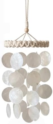 15.7 Inch Wind Chimes for Outside - Capiz Shells Garden Decor, Front