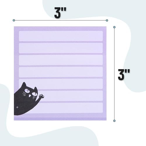 Mr. Pen- Black Cat Sticky Notes Set, 3" x 3", 6 Pads, 480 Sheets