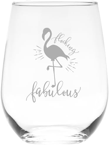 C M Flocking Fabulous Flamingo Stemless Wine Glass Gift for Women