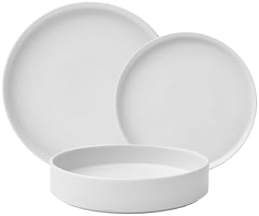 222 Fifth 12 Pieces Porcelain Dinnerware Set for 4, Elegant White