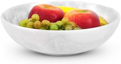 Radicaln Marble Fruit Bowl for Kitchen Counter, 10" White Decorative