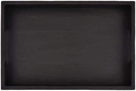 EDHAS Acacia Wood Rectangle Black Serving Tray for Breakfast Dinner