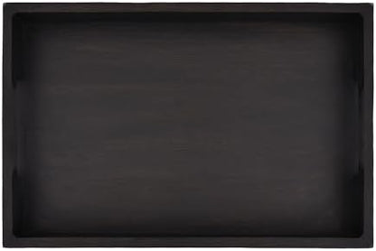 EDHAS Acacia Wood Rectangle Black Serving Tray for Breakfast Dinner