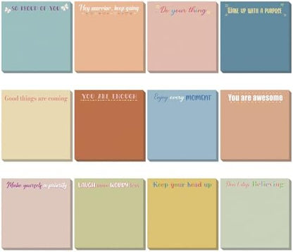 Zonon 12 Pcs Inspirational Sticky Notes Motivational Notepads Back to