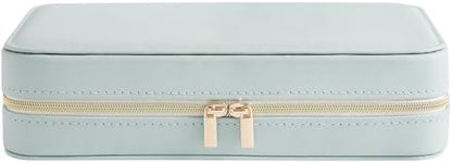 Genuine Leather Travel Jewelry Organizer Case Box with Mirror for