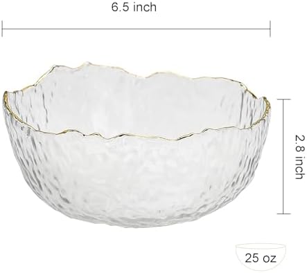 TOSSOW Glass Salad Bowl Irregular Shape Serving Bowls 25 oz