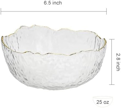 TOSSOW Glass Salad Bowl Irregular Shape Serving Bowls 25 oz