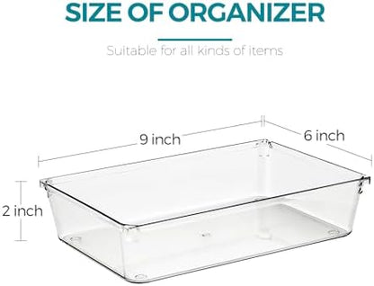 12 Pack Drawer Organizers, 6"X 9" Clear Acrylic Storage Bins