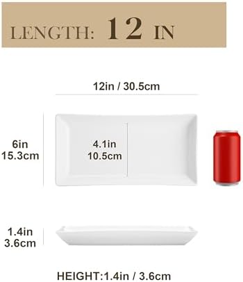 MALACASA Porcelain Serving Platters Set of 4,12 in Rectangular White