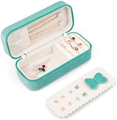 BONNY DODO Small Travel Jewelry Box Organizer for Women with Plush