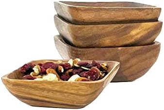 Woodard & Charles Acacia Wood 4" Individual Square Serving Bowl for