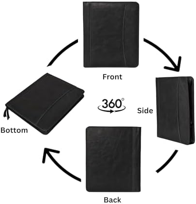 Leather Business Portfolio Padfolio Document Organizer with Writing