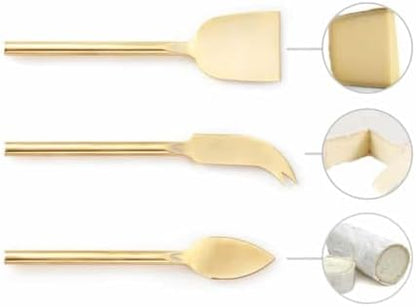 Long Handle Gold Cheese Knife Set of 3 Beautiful Appetizers n