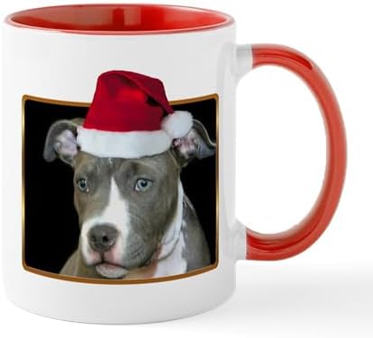 CafePress Christmas Pitbull Pup Mug 11 oz (325 ml) Ceramic Coffee Mug