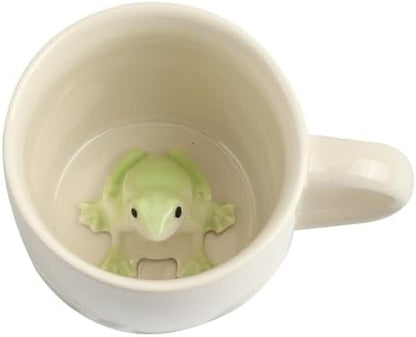 Frog Ceramic Mug Hidden 3D Animal Inside Coffee Cup(Cream Frog)