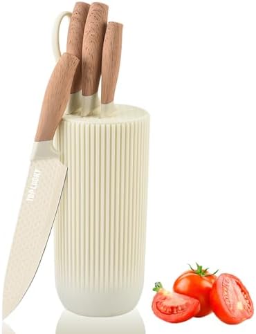 Knife Set, Wiztoynia 6-Piece Beige Kitchen Knife Set for Home