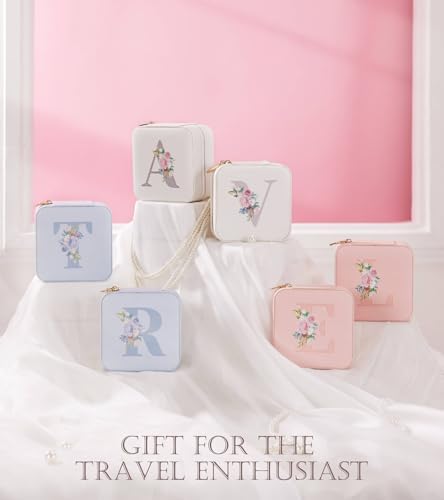 Enthralite Personalized Jewelry Box for Travel: A-Z Initial Gift for