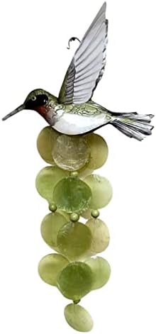 Bamboo Source Green Hummingbird Metal and Capiz Outdoor Wind Chime