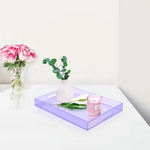 SetGame Acrylic Serving Tray with Handles, Bathroom Storage Trays