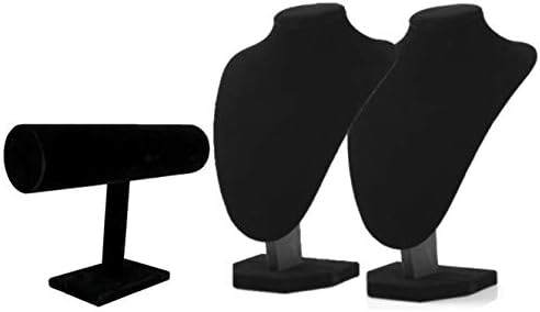 Comelyjewel 3pcs Jewelry Display Set – Velvet Necklace Stand &