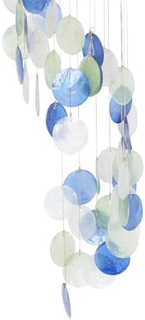 Deco 79 Capiz Shell Spiral Waterfall Windchime, 6" x 6" x 31", Tan