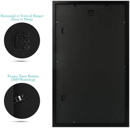 Frametory 2 Pack 14x24 Black Picture Frame with Real Glass Mat for