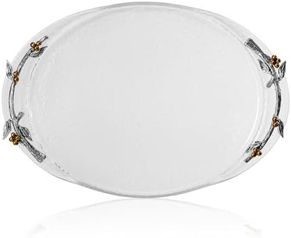 Fitz and Floyd Nature's Greeting Glass Serve Decorative Tray, 14 x