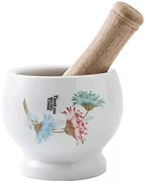 Stone Grinder Bowl Porcelain Mortar and Pestle Pill Crusher, Spice