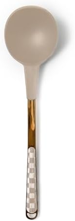 MACKENZIE-CHILDS Silicone Kitchen Ladle, Brown-and-White Mocha Check