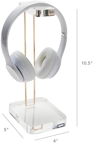 russell+hazel Acrylic Headphone Stand with Gold Hardware, Clear