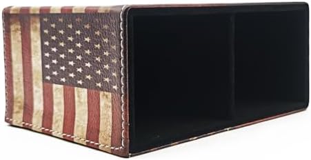 Pen Holder, Rectangle Vintage Pencil Holder with 2 Compartments, PU