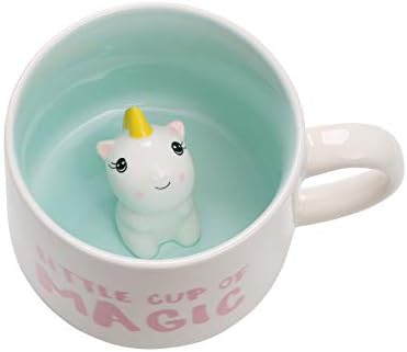 Unicorn Ceramic Cup Hidden 3D Animal Inside Mug(White Unicorn)